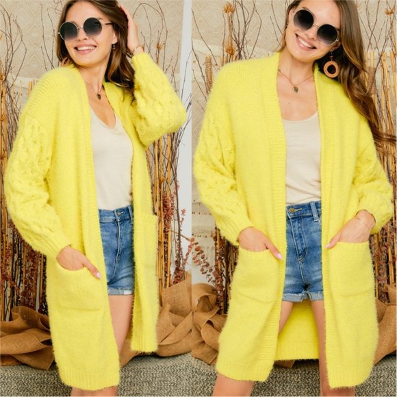 Ultra plush soft Yellow Cardigan - Picture 2 of 5